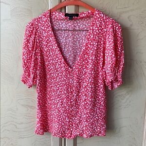 Banana Republic Orange and White Ruched Blouse